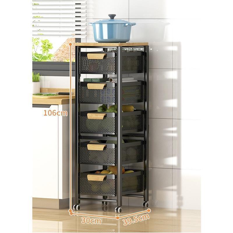 キッチンワゴン キャスター付 キッチン収納棚 キッチンストッカー 食材ストッカー バスケットラック ラック マルチワゴン サイ 天板付き | ブランド登録なし | 15