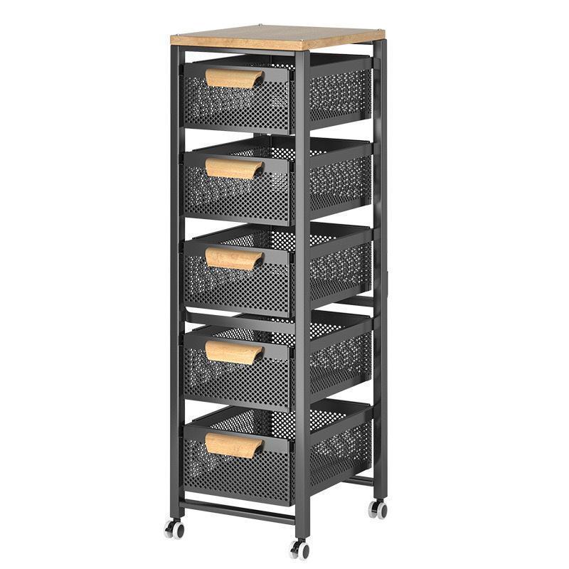 キッチンワゴン キャスター付 キッチン収納棚 キッチンストッカー 食材ストッカー バスケットラック ラック マルチワゴン サイ 天板付き | ブランド登録なし | 16