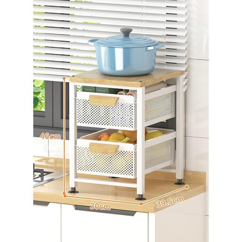 キッチンワゴン キャスター付 キッチン収納棚 キッチンストッカー 食材ストッカー バスケットラック ラック マルチワゴン サイ 天板付き | ブランド登録なし | 09