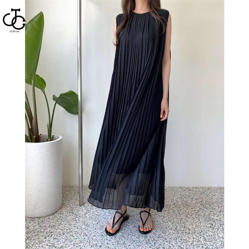 ワンピース ノースリーブ プリーツ ワンピース 春 夏 レディース ロング丈 大きいサイズ 夏 無袖 シフォン ワンピース 体型カバー 着痩せ 着回し | ブランド登録なし | 02
