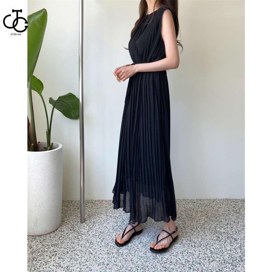 ワンピース ノースリーブ プリーツ ワンピース 春 夏 レディース ロング丈 大きいサイズ 夏 無袖 シフォン ワンピース 体型カバー 着痩せ 着回し | ブランド登録なし | 03