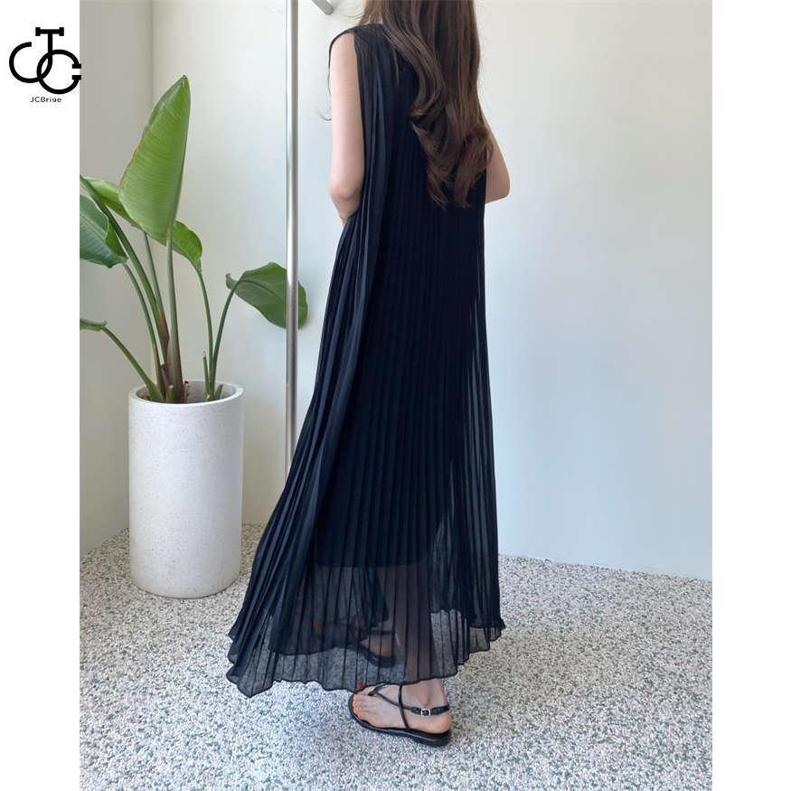 ワンピース ノースリーブ プリーツ ワンピース 春 夏 レディース ロング丈 大きいサイズ 夏 無袖 シフォン ワンピース 体型カバー 着痩せ 着回し | ブランド登録なし | 04