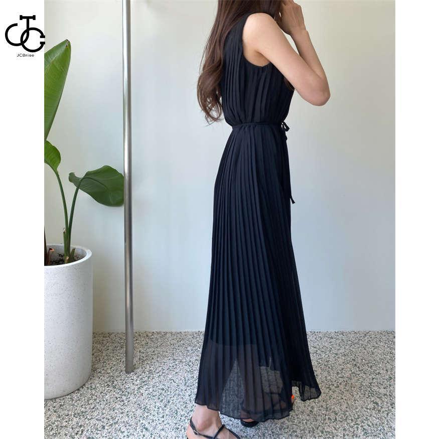 ワンピース ノースリーブ プリーツ ワンピース 春 夏 レディース ロング丈 大きいサイズ 夏 無袖 シフォン ワンピース 体型カバー 着痩せ 着回し | ブランド登録なし | 06