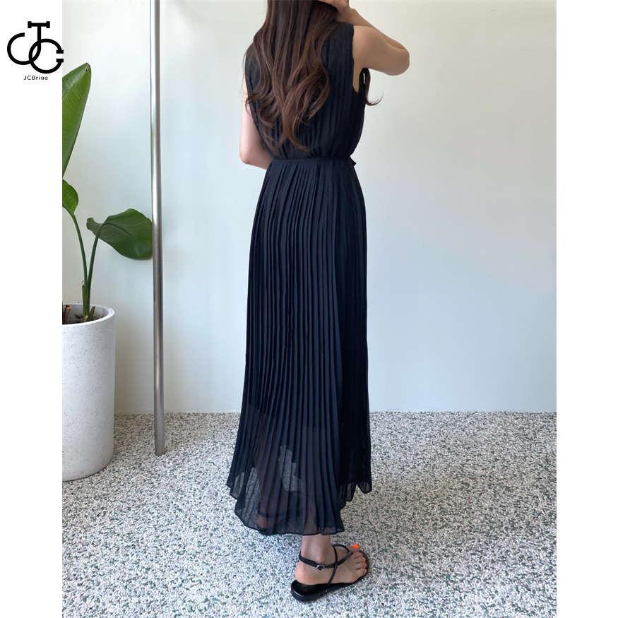 ワンピース ノースリーブ プリーツ ワンピース 春 夏 レディース ロング丈 大きいサイズ 夏 無袖 シフォン ワンピース 体型カバー 着痩せ 着回し | ブランド登録なし | 07