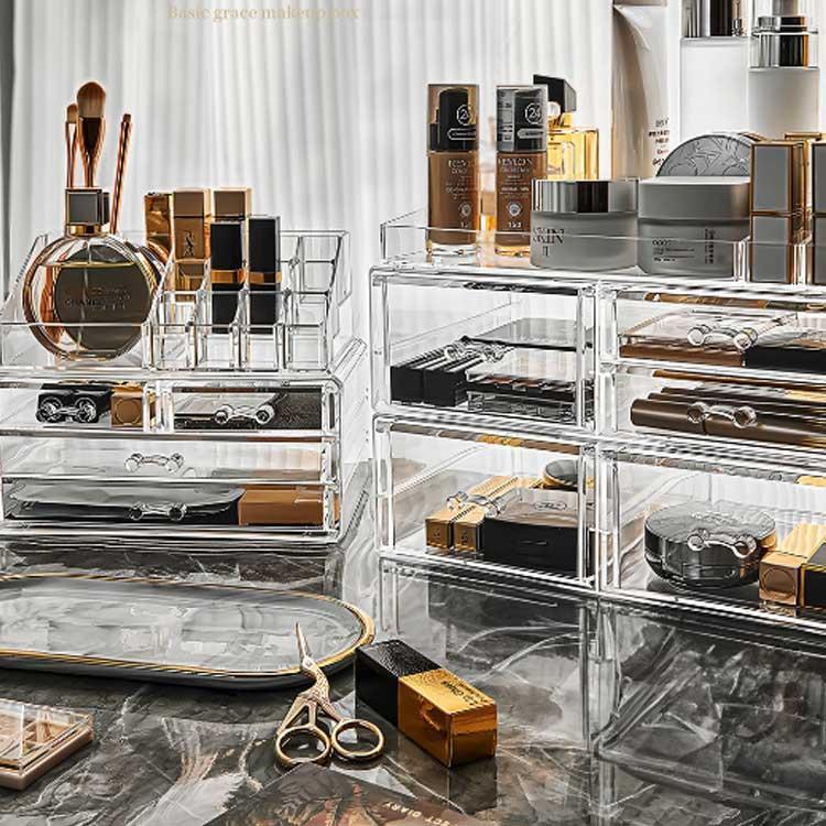 メイクボックス 透明 アクリル 大容量 引き出し コスメ収納ボックス クリア コスメボックス 化粧品 卓上 収納 ボックス メイク ケース スタンド | ブランド登録なし | 01