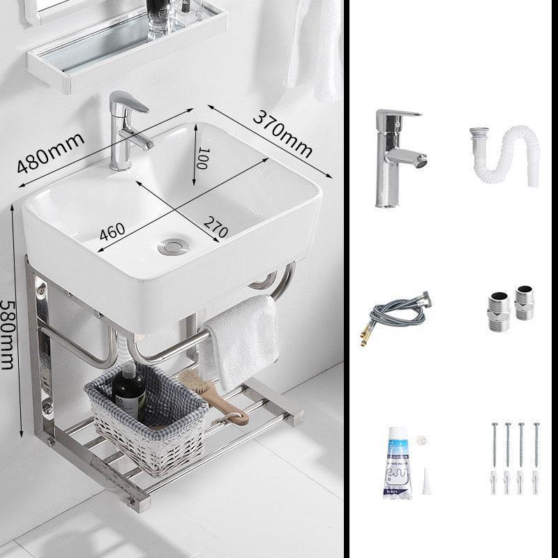 手洗い器 壁掛け 手洗器セット陶器製簡易洗面台小型 洗面ボウル ガーデキッチ洗面ボール錦 壁付け型手洗い鉢コンパクトミニ 手洗いボウル 洗面ボール 手洗 | ブランド登録なし | 11