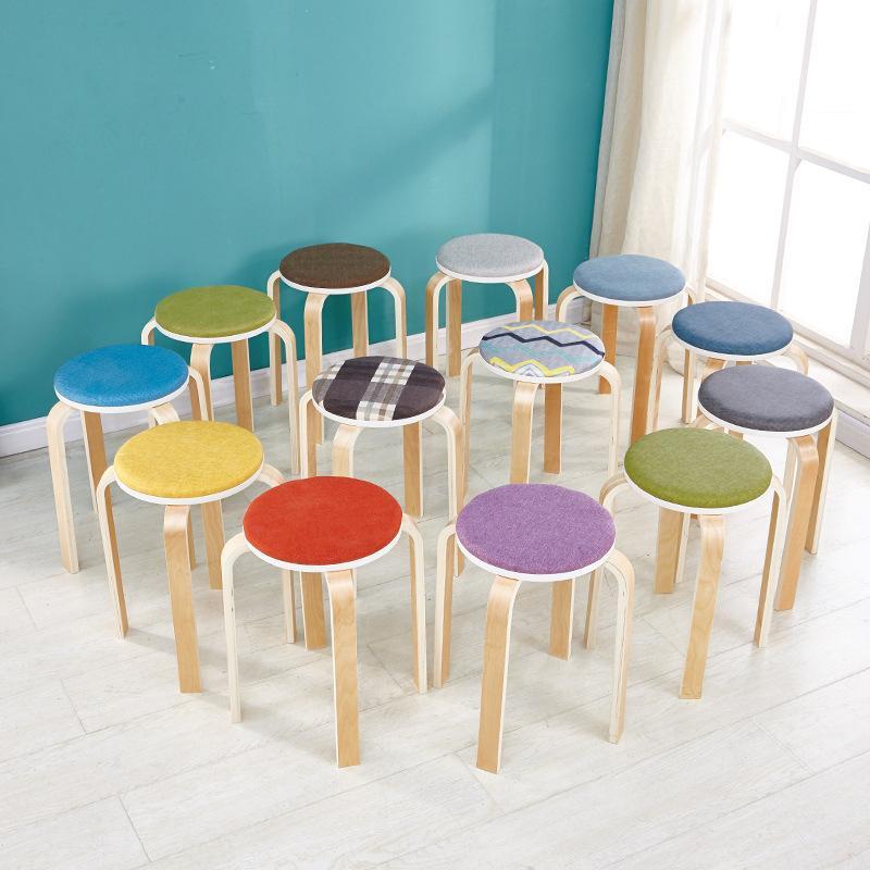 椅子 チェア スタッキング 木目 腰掛け いす イス 丸椅子 玄関 キッチン おしゃれ 椅子 丸 木 丈夫 木製 スツール 丸イス木製スツール | ブランド登録なし