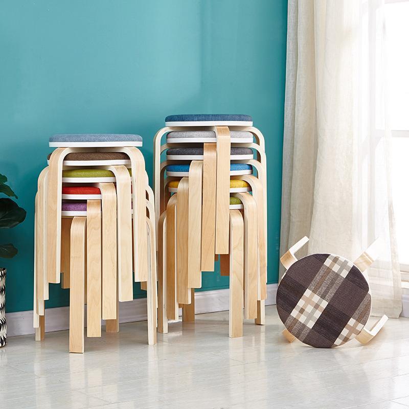 椅子 チェア スタッキング 木目 腰掛け いす イス 丸椅子 玄関 キッチン おしゃれ 椅子 丸 木 丈夫 木製 スツール 丸イス木製スツール | ブランド登録なし | 02