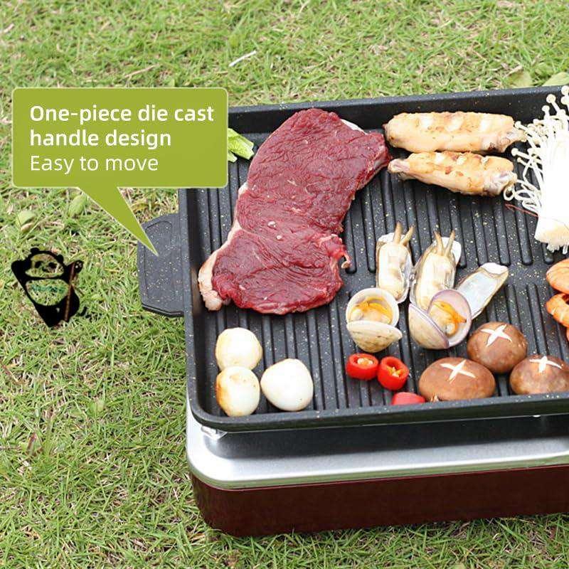 焼肉プレート 角型 IH/ガス対応 サムギョプサル 鉄板 溝付き ヘルシー 焼肉グリル カセットコンロ 対応 油の自動排出構造 カロリーオフ フッ素加工韓国焼肉料理 | ブランド登録なし | 02