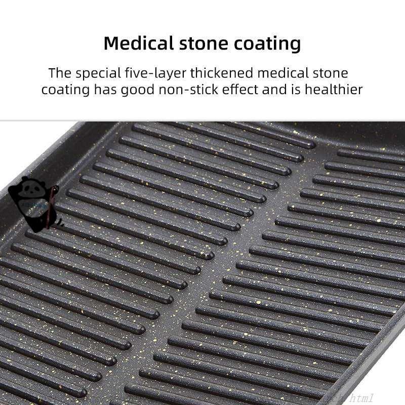 焼肉プレート 角型 IH/ガス対応 サムギョプサル 鉄板 溝付き ヘルシー 焼肉グリル カセットコンロ 対応 油の自動排出構造 カロリーオフ フッ素加工韓国焼肉料理 | ブランド登録なし | 06