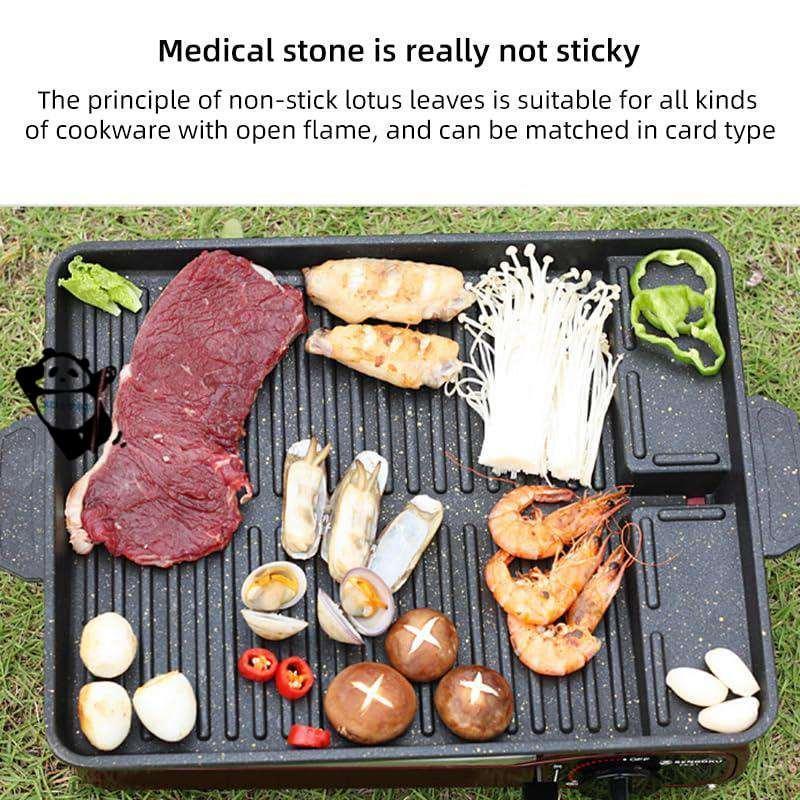 焼肉プレート 角型 IH/ガス対応 サムギョプサル 鉄板 溝付き ヘルシー 焼肉グリル カセットコンロ 対応 油の自動排出構造 カロリーオフ フッ素加工韓国焼肉料理 | ブランド登録なし | 08