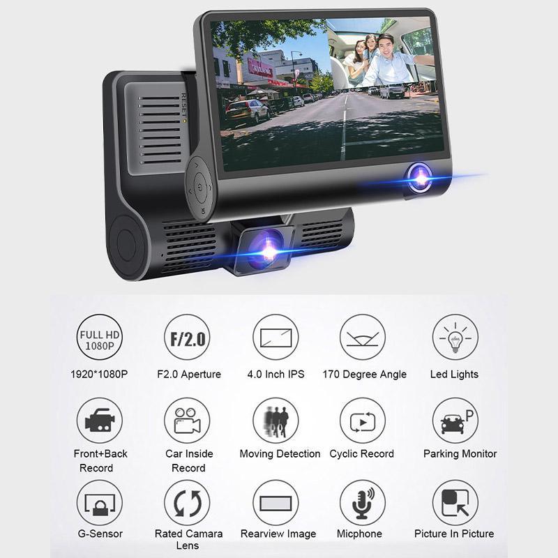 ドライブレコーダー 前内後 3カメラ 車載カメラ 高画質 液晶パネル 170°広視野角 プレゼント 最新版 ループ録画 暗視機能 | ブランド登録なし | 03