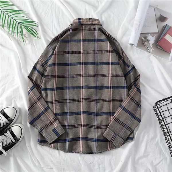 長袖シャツ メンズ チェック柄 ネルシャツ 秋冬 シャツ ボタンダウン 折り襟 開襟シャツ ゆったり トップス カジュアル 普段着 お兄系 送料無料 | ブランド登録なし | 04