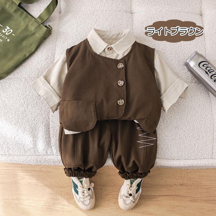 子供服 セットアップ 男の子 3点セット キッズ カジュアルスーツ 子供スーツ フォーマル ベビー 上下セット ベスト シャツ ズボン 男児 発表会 初節句 卒業式 |  | 01