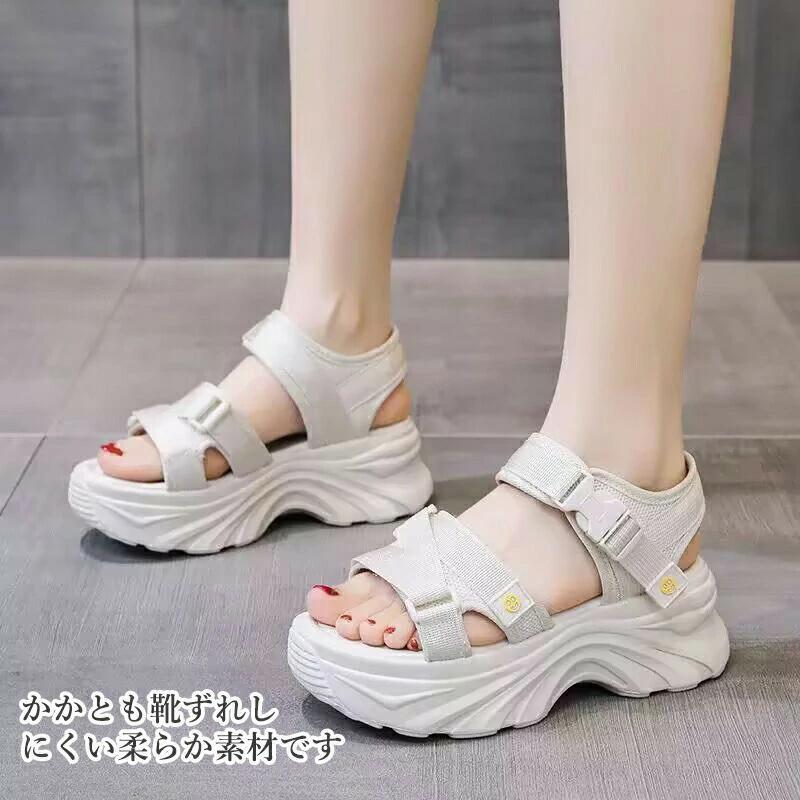 サンダル レディース 厚底 黒 スポーツ 厚底 サンダル 疲れない 痛くない 軽量 歩きやすい スポーツサンダル ダッドシューズ スポサン リラックス感抜群 | ブランド登録なし | 04