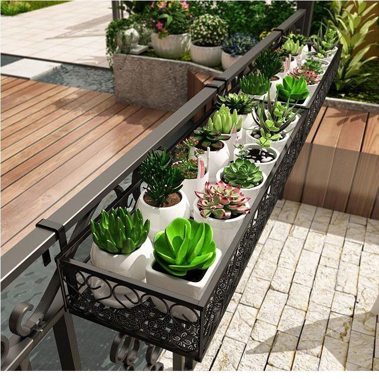 ベランダ プランター 花台 プラントホルダー おしゃれ 吊り下げ 植木鉢 引っ掛け プランター棚 植木鉢スタン フック付きの鉄製 ド フック幅可調整 レールプラン | ブランド登録なし | 15