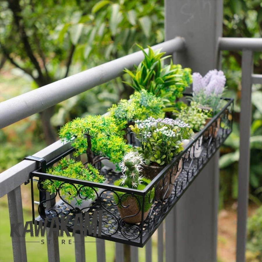 ベランダ プランター 花台 プラントホルダー おしゃれ 吊り下げ 植木鉢 引っ掛け プランター棚 植木鉢スタン フック付きの鉄製 ド フック幅可調整 レールプラン | ブランド登録なし | 04