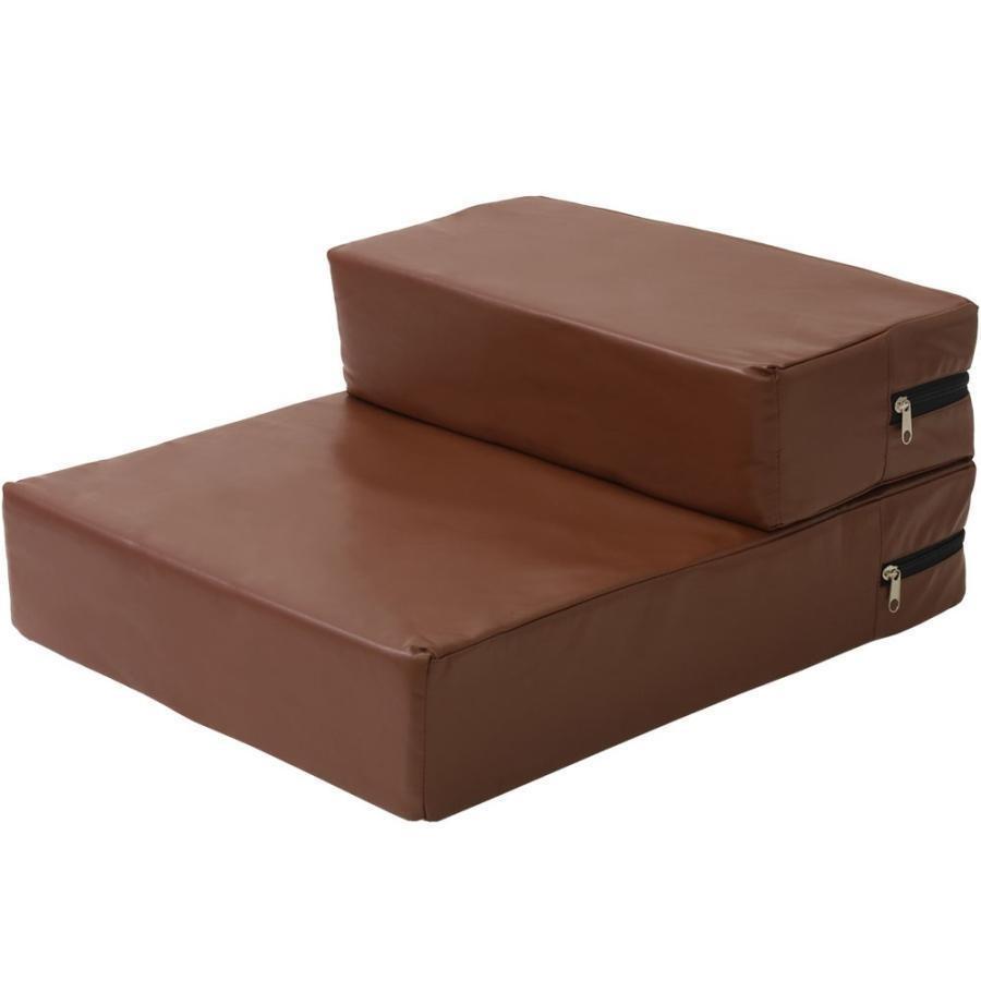 ドッグステップ 犬 2段 ソファー 階段 ドッグスロープ レザー 段差 増やせる ベッド ステップ ペット用ステップ 収納 犬用階段 踏み台 介護 | ブランド登録なし | 01