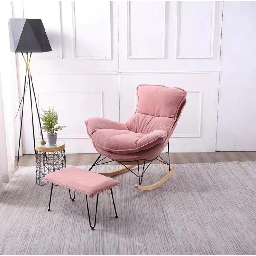 大きいロッキングチェア2点セット 北欧 リクライニングチェア 寝室