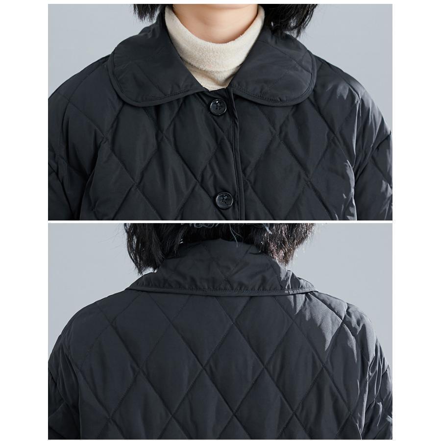 ダウンコート レディース ミドル丈 キルティングコート 中綿コート 折り襟 ロングコート 菱形柄 薄手 通勤 ゆったり アウトドア 防寒 暖かい ブルゾン 上品 | ブランド登録なし | 11