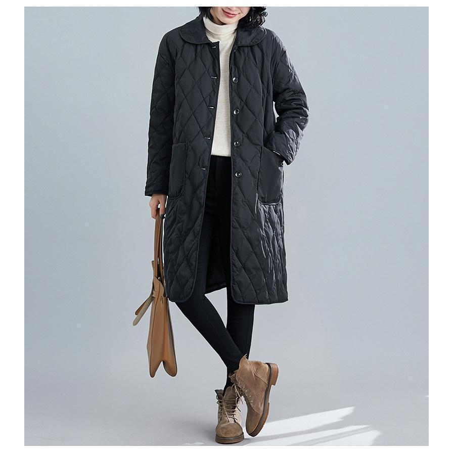 ダウンコート レディース ミドル丈 キルティングコート 中綿コート 折り襟 ロングコート 菱形柄 薄手 通勤 ゆったり アウトドア 防寒 暖かい ブルゾン 上品 | ブランド登録なし | 06