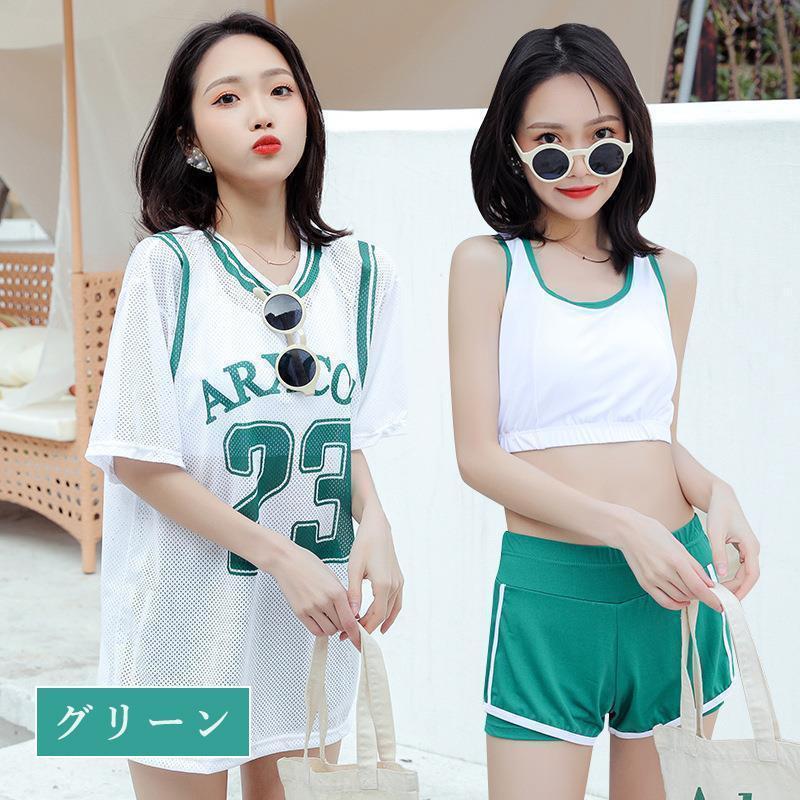 水着 レディース 体型カバー 高校生 中学生 3点セットプール スポーティー ママ 水着 ラッシュガード 韓国 女の子 10代 20代 30代 海 可愛い おしゃれ | ブランド登録なし | 13