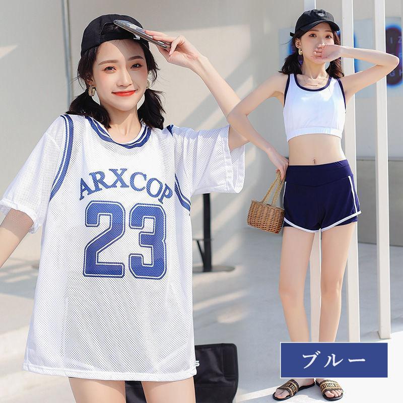 水着 レディース 体型カバー 高校生 中学生 3点セットプール スポーティー ママ 水着 ラッシュガード 韓国 女の子 10代 20代 30代 海 可愛い おしゃれ | ブランド登録なし | 09