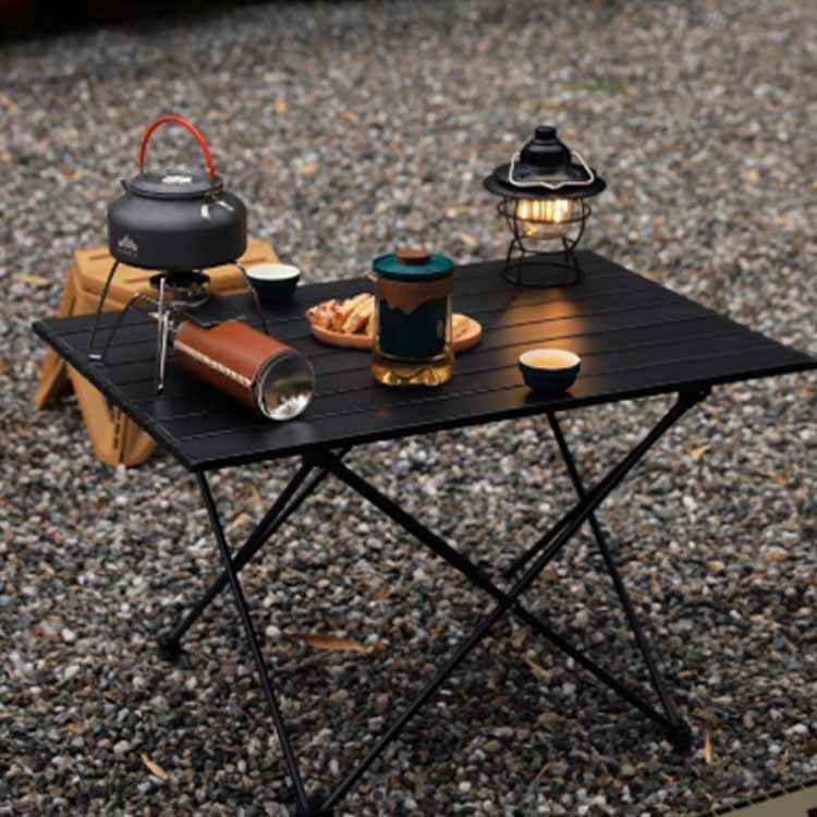 折りたたみテーブル テーブル アルミ製 ロールテーブル コンパクト 軽量 耐荷重30kg 耐熱 折りたたみテーブル 収納袋付き キャンプ テーブル ア | ブランド登録なし | 01