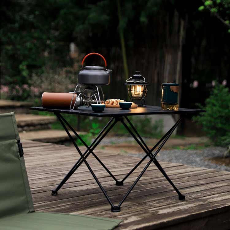 折りたたみテーブル テーブル アルミ製 ロールテーブル コンパクト 軽量 耐荷重30kg 耐熱 折りたたみテーブル 収納袋付き キャンプ テーブル ア | ブランド登録なし | 02
