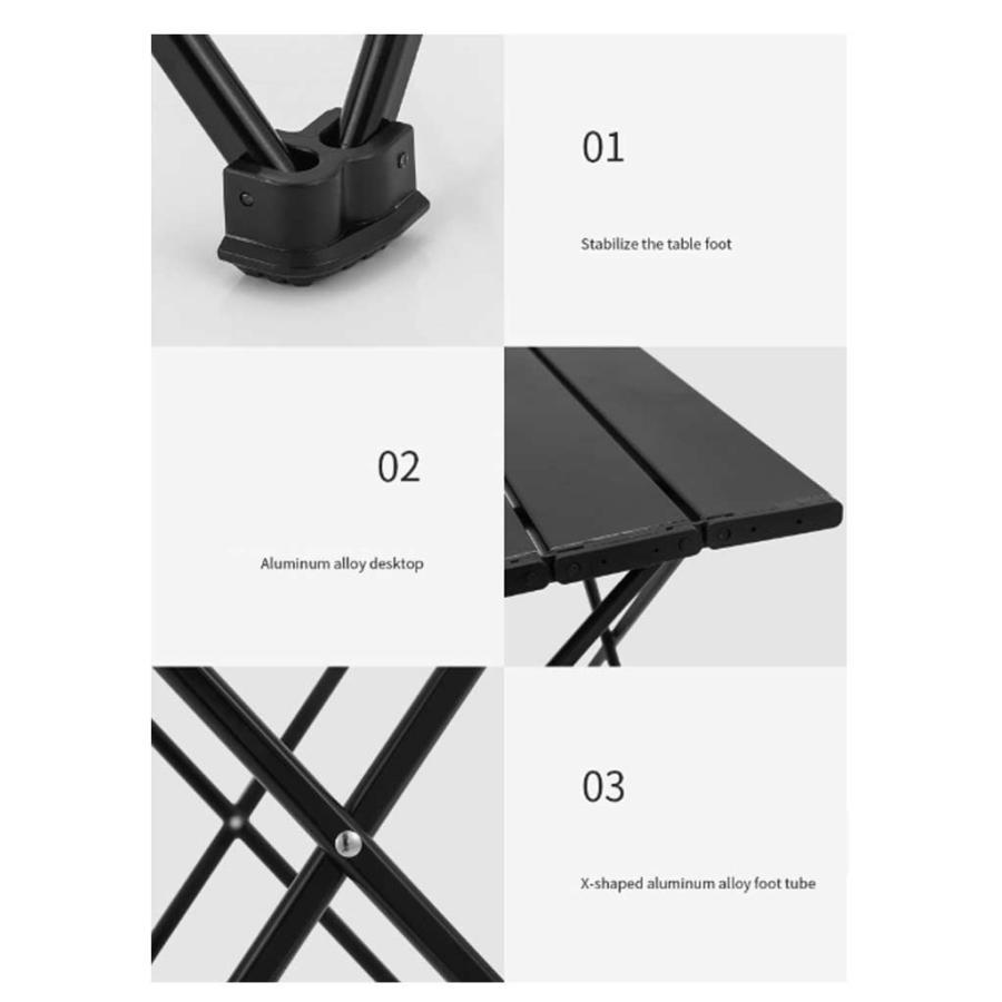 折りたたみテーブル テーブル アルミ製 ロールテーブル コンパクト 軽量 耐荷重30kg 耐熱 折りたたみテーブル 収納袋付き キャンプ テーブル ア | ブランド登録なし | 08