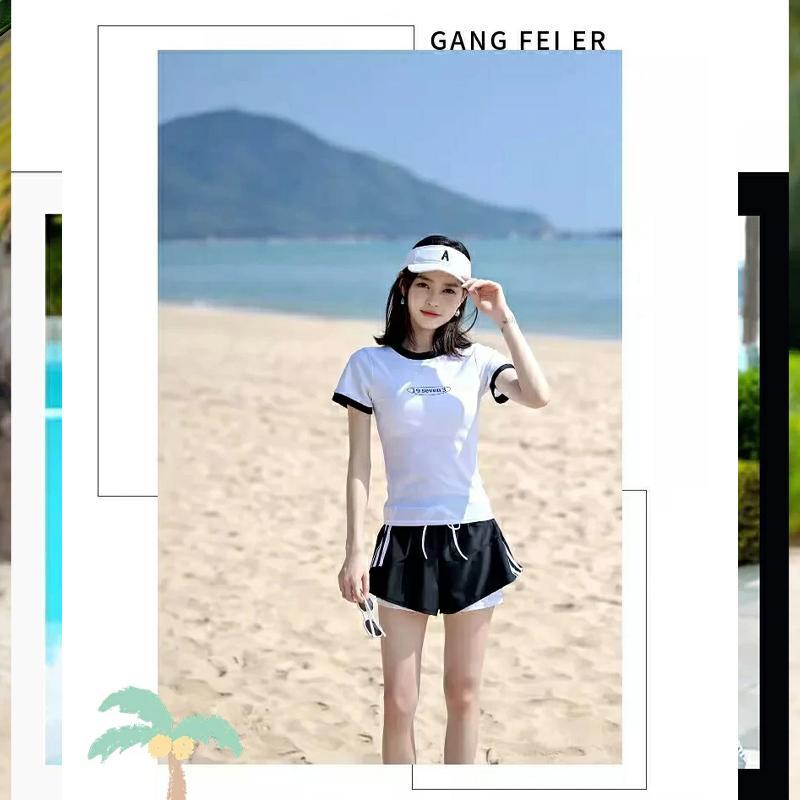 水着 レディース 体型カバー 2点セット おしゃれ 大学生 中学生 高校生 夏 ママ水着 スクール水着 セパレート 胸パッド付き ビーチ フィットネス 女性 160 S-XL | ブランド登録なし | 12