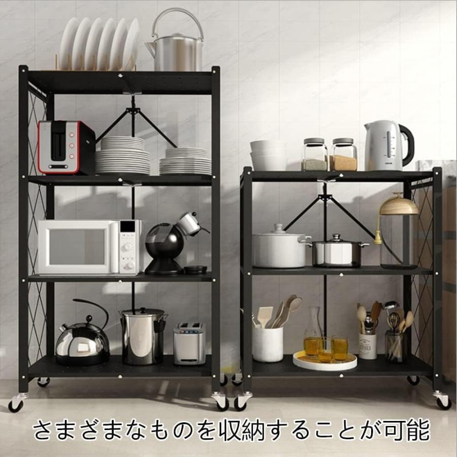 収納ラック 棚 3/4/ 5段 キャスター付き 折りたたみ ラック スチール