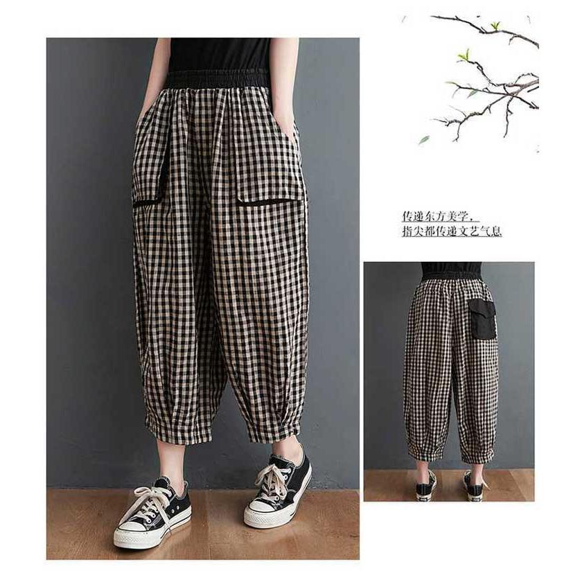 夏 秋 コクーン サルエルパンツ バルーン チェックパンツ バルーン