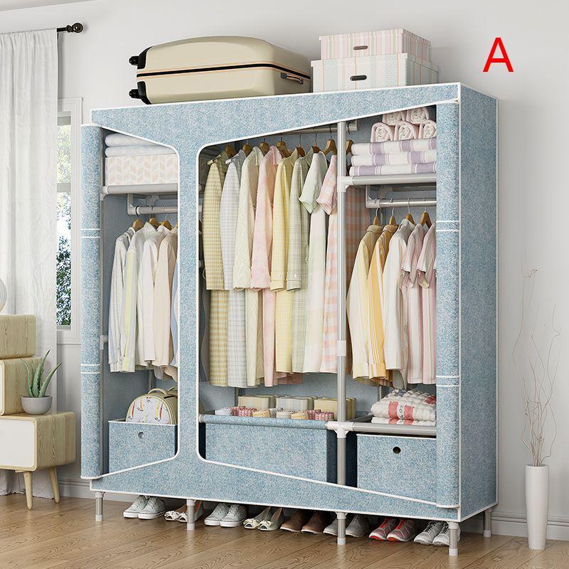 ワードローブカバー付き ワードローブクローゼット 不織布カバー 洋服ダンス メタルラック ハンガーラック大容量 組み立て式 引き出し付き 防塵 防汚 | ブランド登録なし | 06
