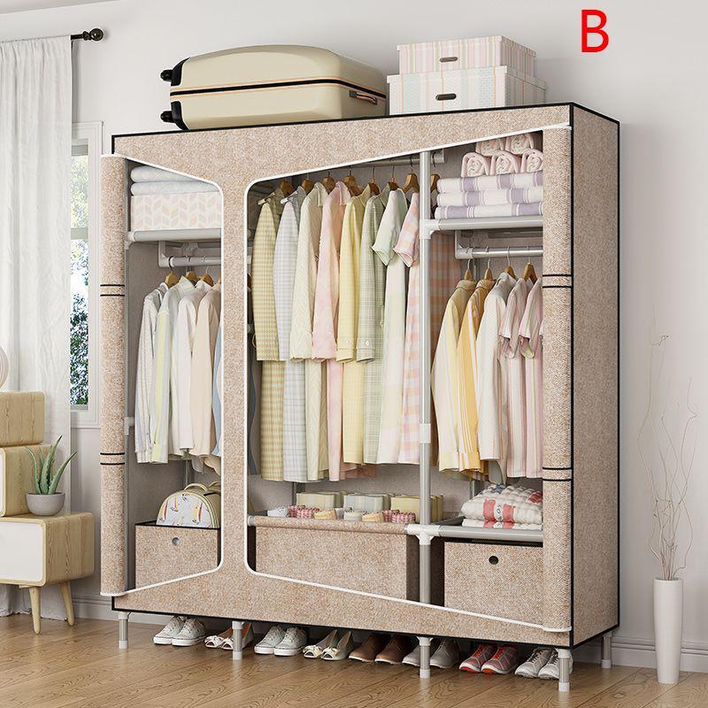 ワードローブカバー付き ワードローブクローゼット 不織布カバー 洋服ダンス メタルラック ハンガーラック大容量 組み立て式 引き出し付き 防塵 防汚 | ブランド登録なし | 07