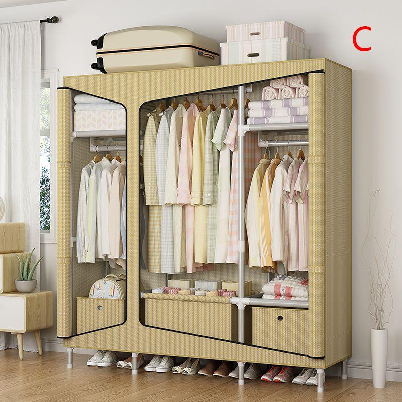 ワードローブカバー付き ワードローブクローゼット 不織布カバー 洋服ダンス メタルラック ハンガーラック大容量 組み立て式 引き出し付き 防塵 防汚 | ブランド登録なし | 08