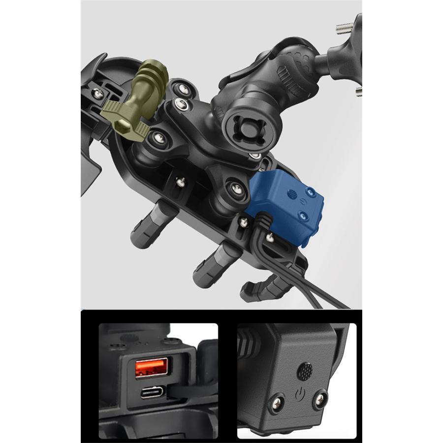 「爆買」バイク スマホホルダー qi USB ワイヤレス充電 バイク用スマホホルダー 置くだけ 充電 QI USB 電源 振動吸収 マウント 対応 |  | 04