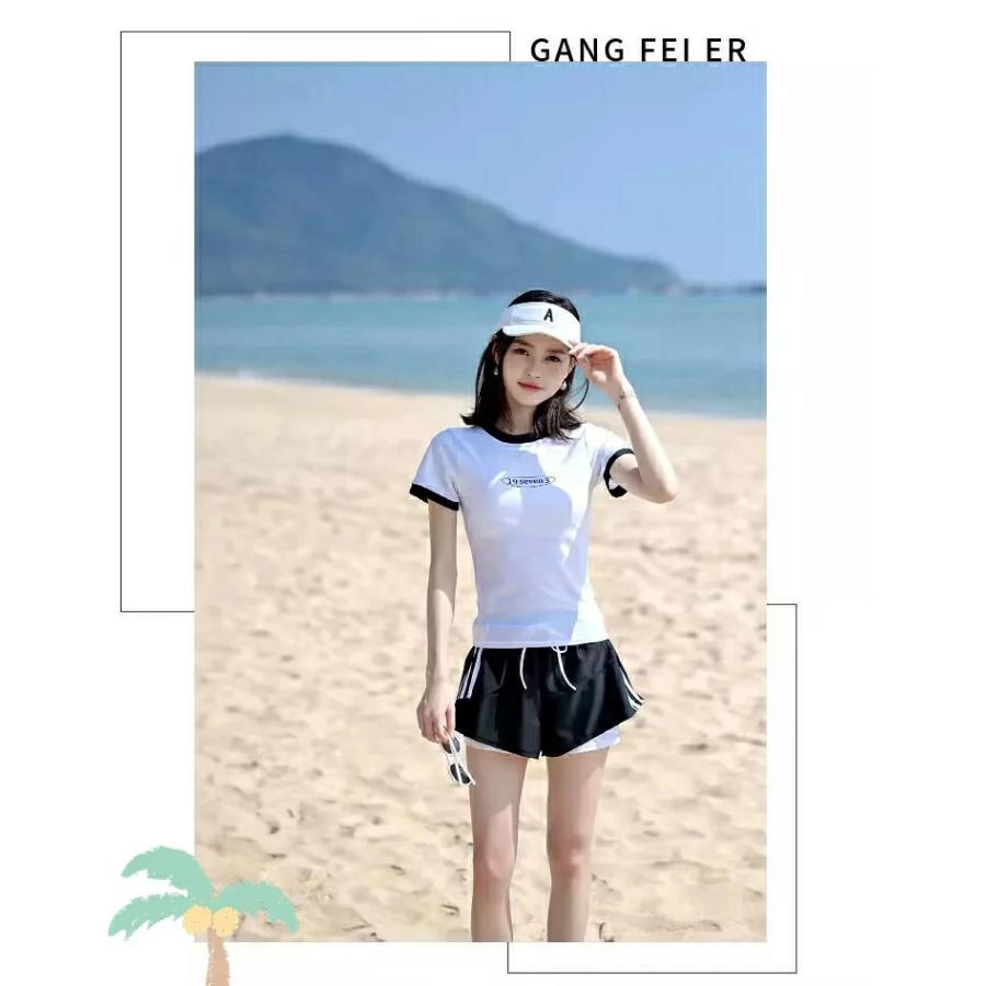 水着 レディース 体型カバー 2点セット おしゃれ 大学生 中学生 高校生 夏 ママ水着 スクール水着 セパレート 胸パッド付き ビーチ フィットネス 女性 160 S-XL | ブランド登録なし | 10