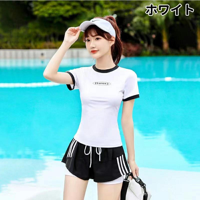 水着 レディース 体型カバー 2点セット おしゃれ 大学生 中学生 高校生 夏 ママ水着 スクール水着 セパレート 胸パッド付き ビーチ フィットネス 女性 160 S-XL | ブランド登録なし | 02