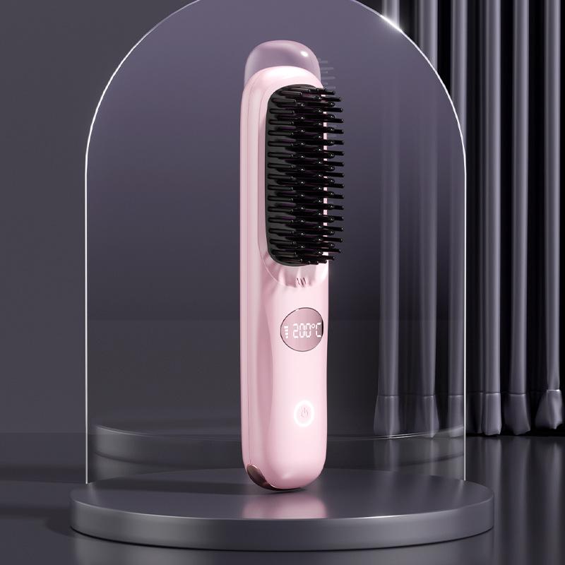 ヘアアイロン ストレートアイロン ヘアアイロンブラシ コードレス ヒートブラシ マイナスイオン カール 男女兼用 急速加熱 温度表示 やけど防止 ピンク パープル |  | 02