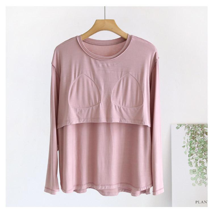 Tシャツ カットソー 春秋 お洒落 ゴムなし カップ付き 長袖 ルームウェア ラウンドネック インナー 大きいサイズ ゆったり リラックス パット付 |  | 11