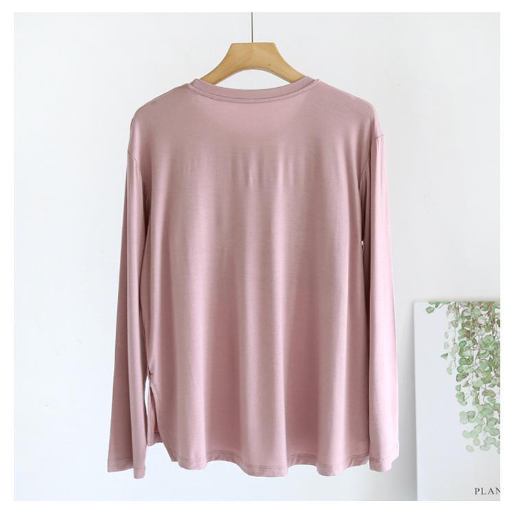 Tシャツ カットソー 春秋 お洒落 ゴムなし カップ付き 長袖 ルームウェア ラウンドネック インナー 大きいサイズ ゆったり リラックス パット付 |  | 12