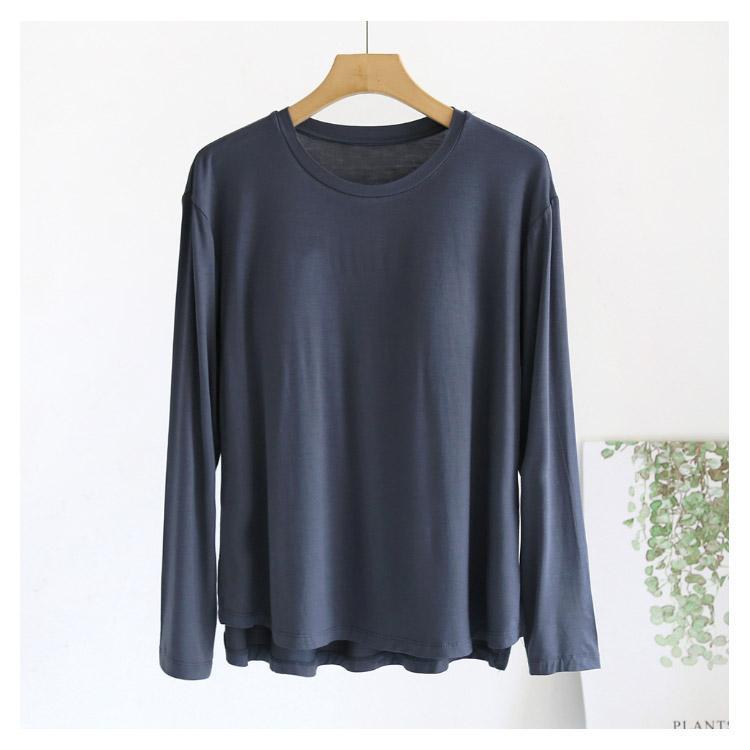 Tシャツ カットソー 春秋 お洒落 ゴムなし カップ付き 長袖 ルームウェア ラウンドネック インナー 大きいサイズ ゆったり リラックス パット付 |  | 13