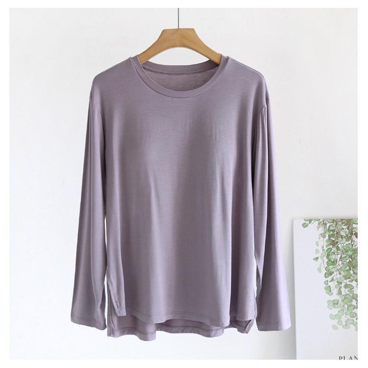 Tシャツ カットソー 春秋 お洒落 ゴムなし カップ付き 長袖 ルームウェア ラウンドネック インナー 大きいサイズ ゆったり リラックス パット付 |  | 14