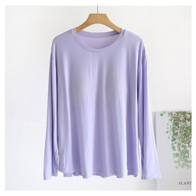 Tシャツ カットソー 春秋 お洒落 ゴムなし カップ付き 長袖 ルームウェア ラウンドネック インナー 大きいサイズ ゆったり リラックス パット付 |  | 15