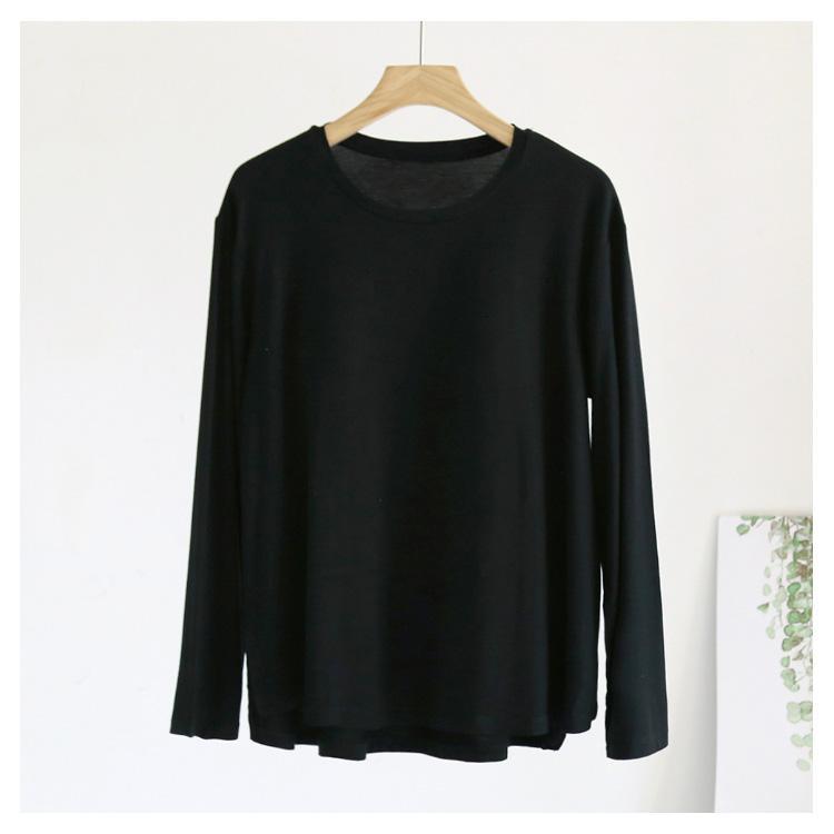 Tシャツ カットソー 春秋 お洒落 ゴムなし カップ付き 長袖 ルームウェア ラウンドネック インナー 大きいサイズ ゆったり リラックス パット付 |  | 16