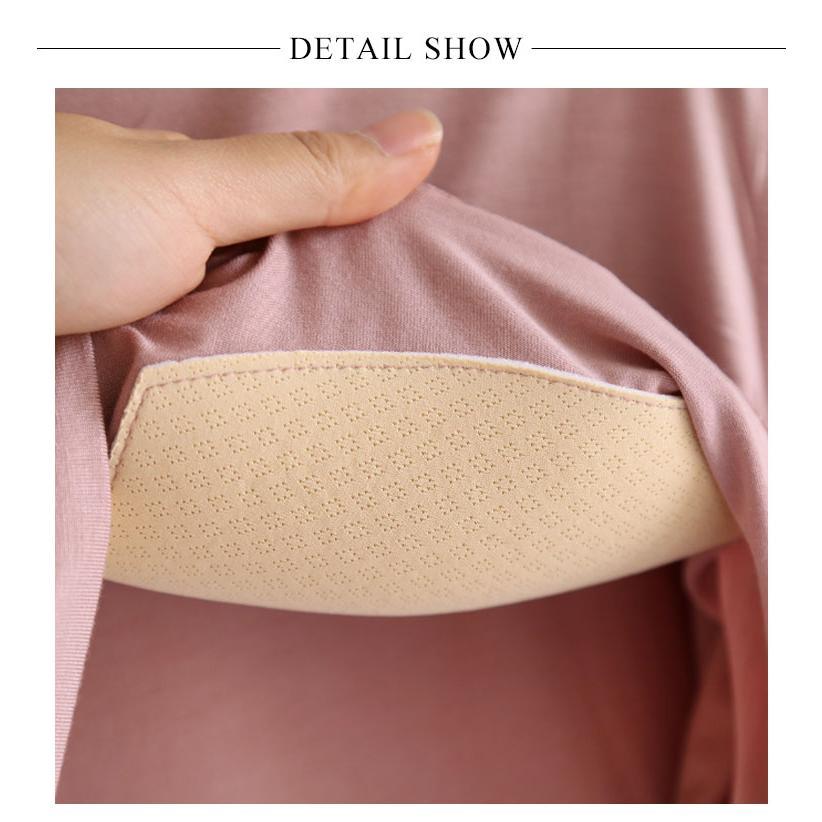 Tシャツ カットソー 春秋 お洒落 ゴムなし カップ付き 長袖 ルームウェア ラウンドネック インナー 大きいサイズ ゆったり リラックス パット付 |  | 18