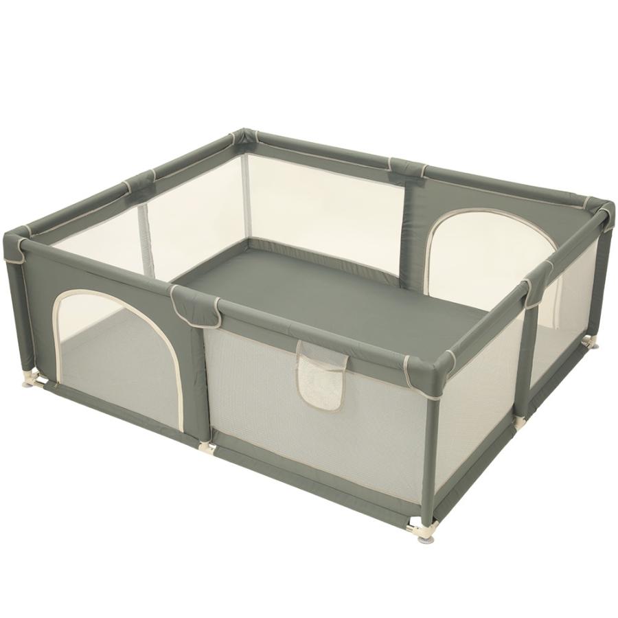 ベビーサークル 大型 約180×150cm メッシュ 大きい ハイタイプ 扉付き プレイヤード ベビーゲート ベビー フェンス サークル 滑り止め 大きめ | ブランド登録なし | 03