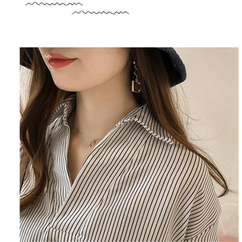 ブラウスシャツ レディース シャツ ブラウス 七分袖 トップス ストライプ柄 チュニック カジュアル シンプル おしゃれ ゆったり 着痩せ | ブランド登録なし | 02