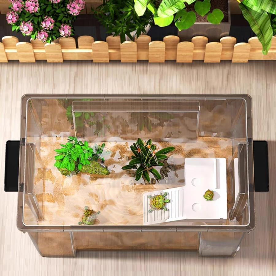 亀飼育用水槽 亀水槽 大型プラスチック水槽 大型カメ飼育ケース 亀用品 カメの家カメ飼育ケージ トカゲ ケージ 爬虫類テラリウムタンク 昆虫飼育ケース | ブランド登録なし | 01